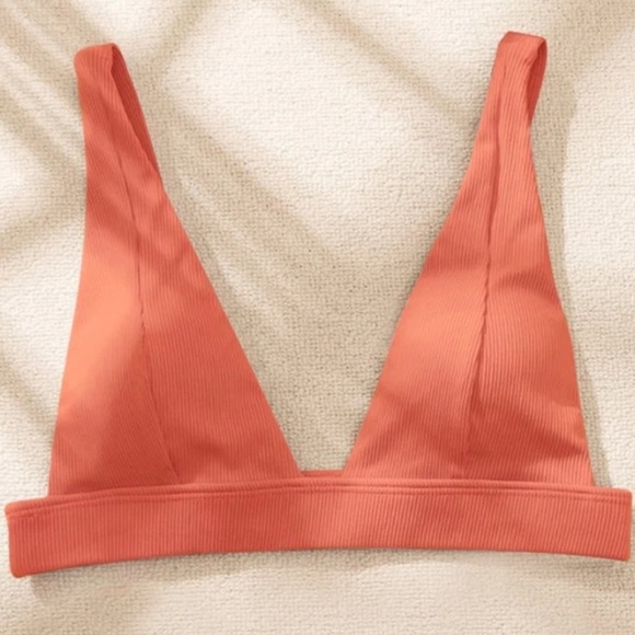 Orange Ribbed Bikini Top - Picture 3 of 5